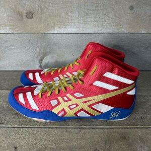 Mens Asics JB Elite Team Wrestling Shoe Size 13 True Red Olympic Gold White NWOT